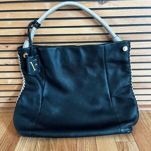 Furla Black and Tan Leather Handbag